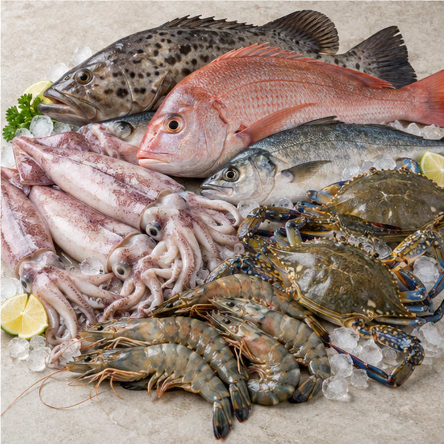 Selection of fresh seafood available on request